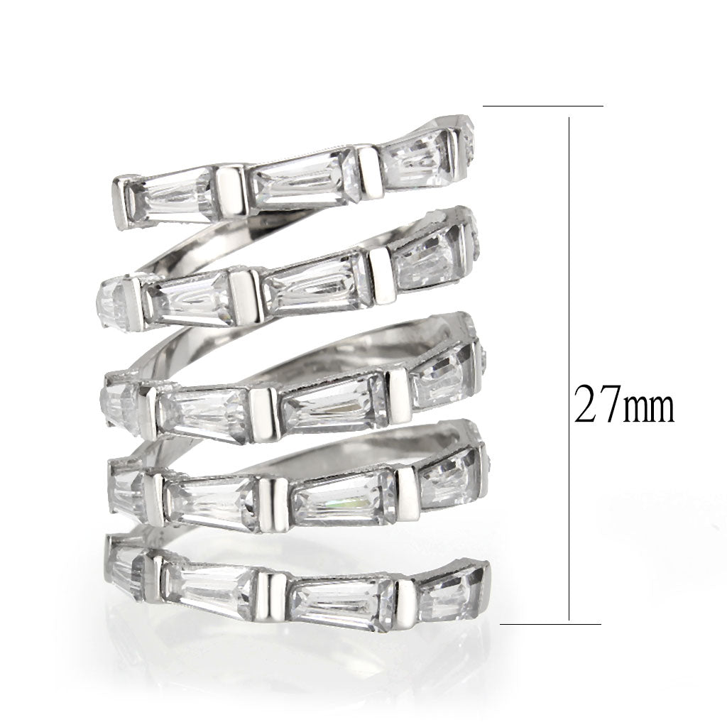 TK3729 High polished Stainless Steel Ring with AAA Grade CZ in Clear-1