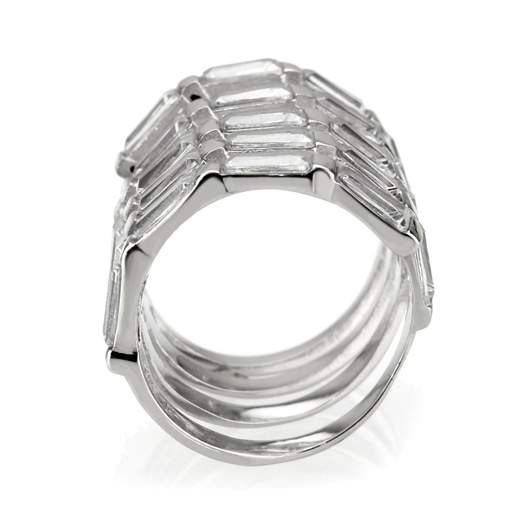 TK3729 High polished Stainless Steel Ring with AAA Grade CZ in Clear-2