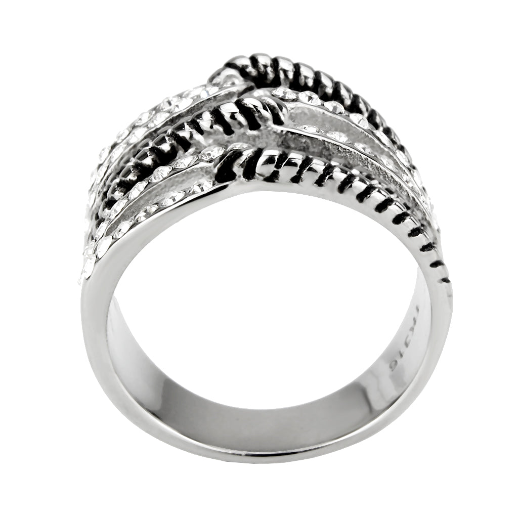 TK3733 High polished Stainless Steel Ring with Top Grade Crystal in Clear-2
