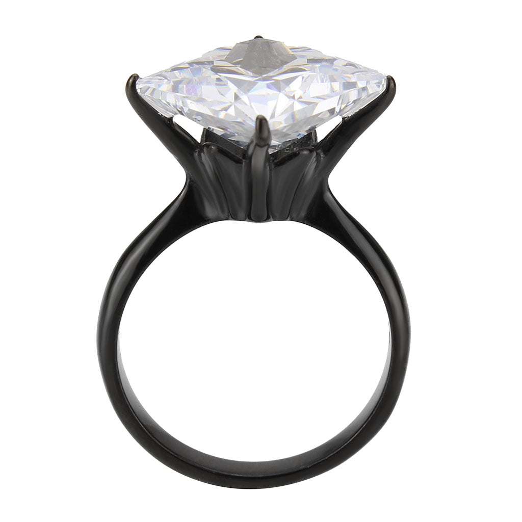 TK3736 IP Black  Stainless Steel Ring with AAA Grade CZ in Clear-2