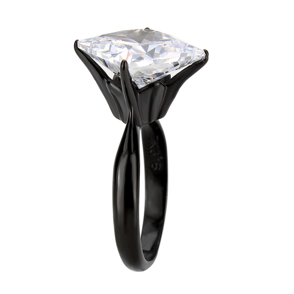 TK3736 IP Black  Stainless Steel Ring with AAA Grade CZ in Clear-3