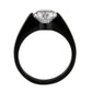 TK3737 - IP Black Stainless Steel Ring with AAA Grade CZ in Clear-2