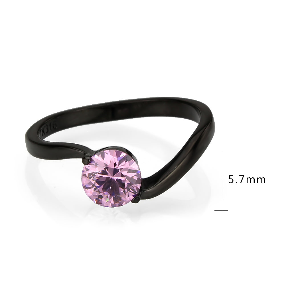 TK3739 IP Black Stainless Steel Ring with AAA Grade CZ in Rose-1