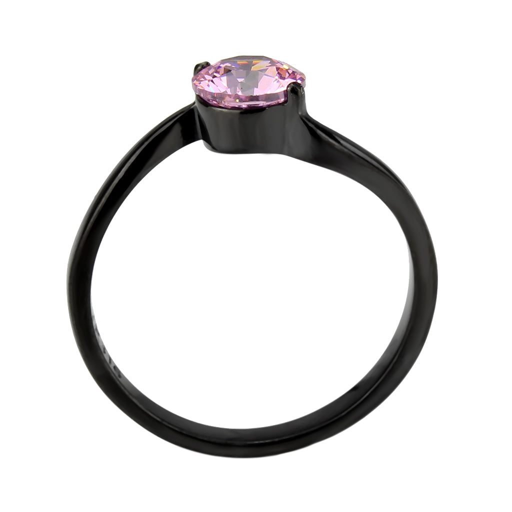 TK3739 IP Black Stainless Steel Ring with AAA Grade CZ in Rose-2
