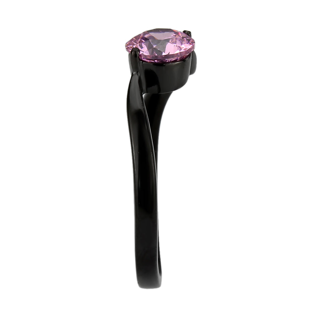 TK3739 IP Black Stainless Steel Ring with AAA Grade CZ in Rose-3