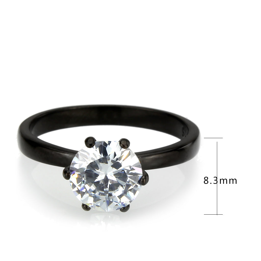 TK3741 IP Black Stainless Steel Ring with AAA Grade CZ in Clear-1