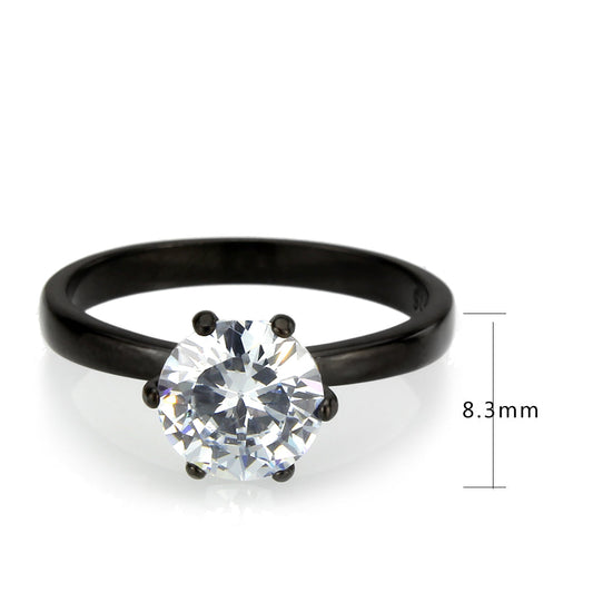 TK3741 IP Black Stainless Steel Ring with AAA Grade CZ in Clear-1