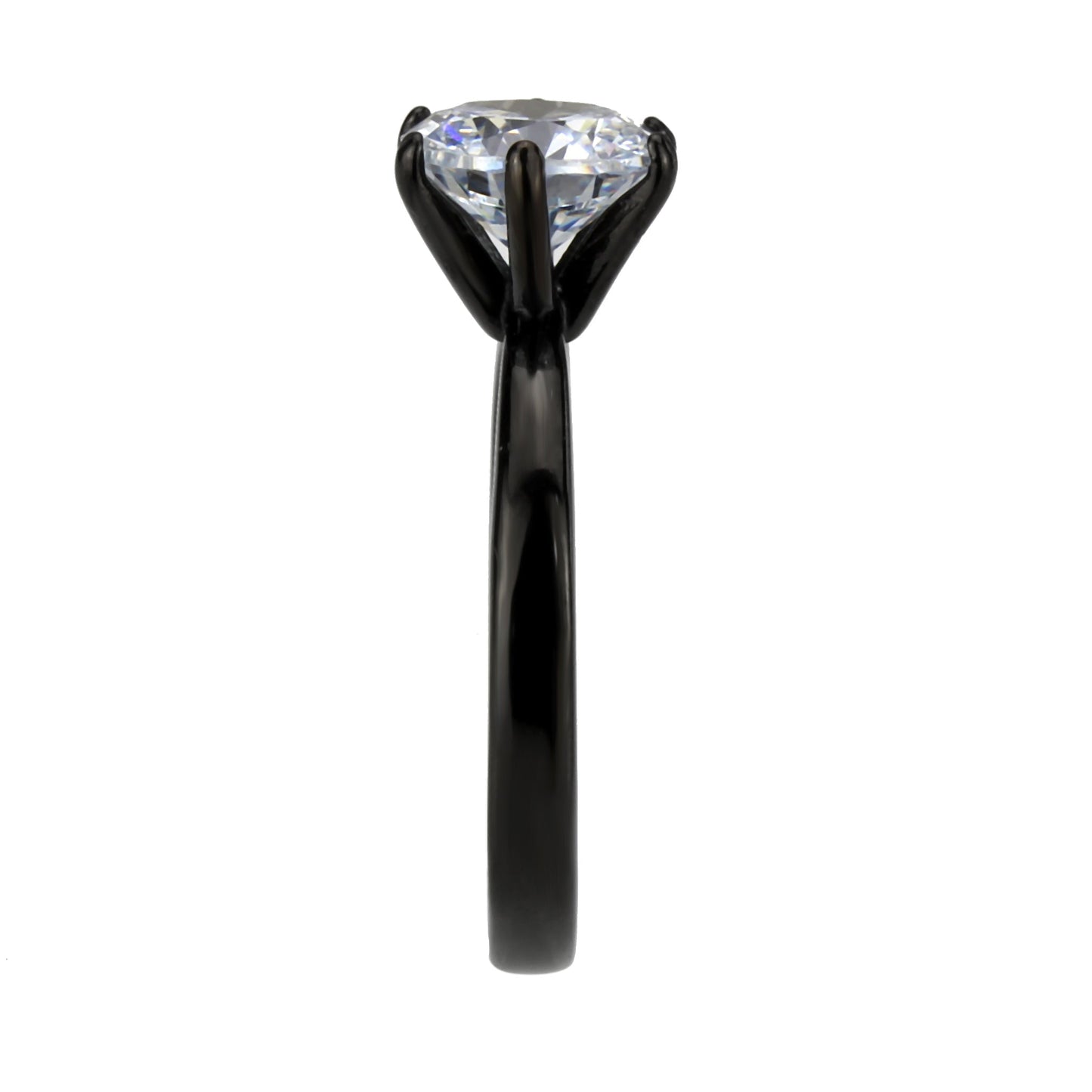 TK3741 IP Black Stainless Steel Ring with AAA Grade CZ in Clear-3