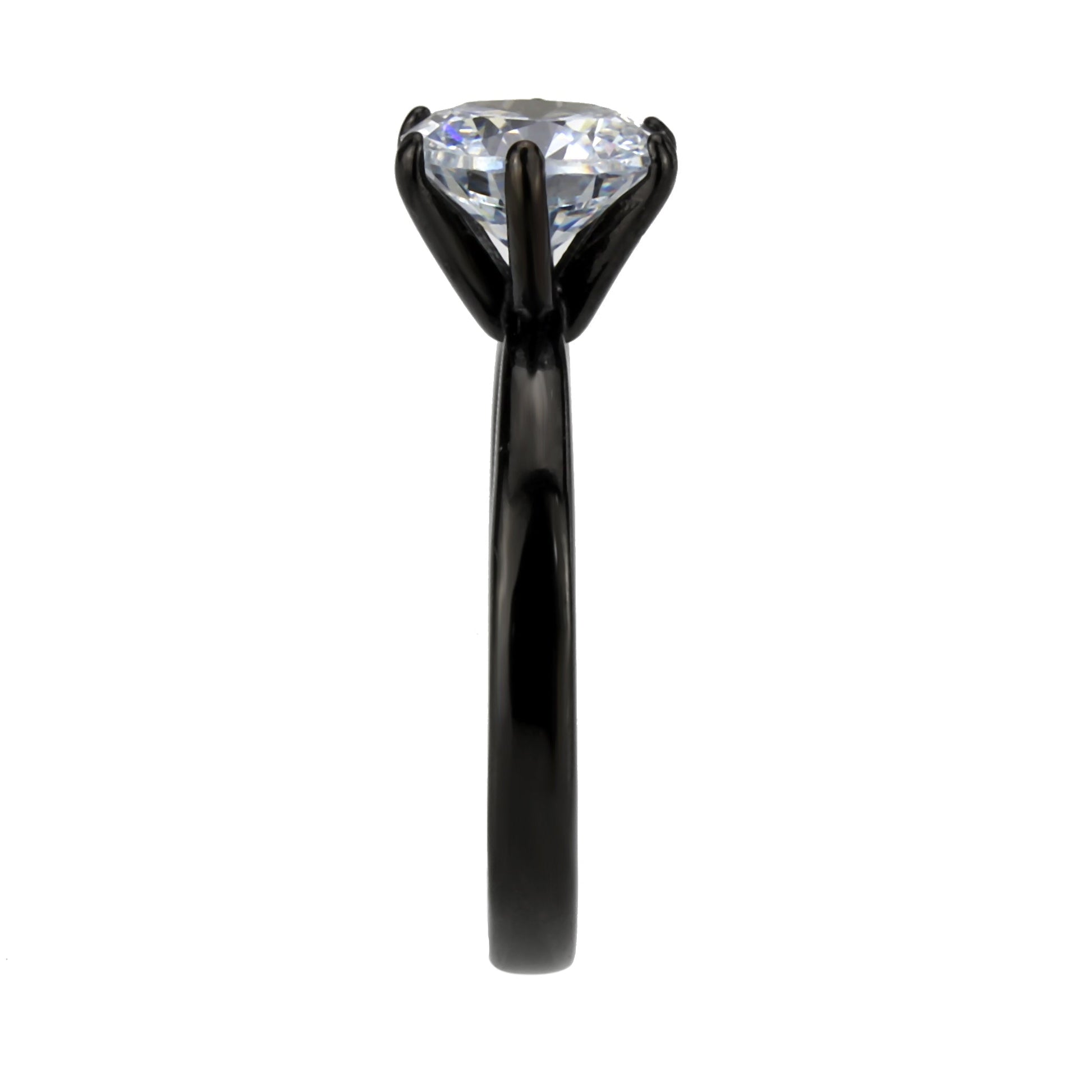 TK3741 IP Black Stainless Steel Ring with AAA Grade CZ in Clear-3