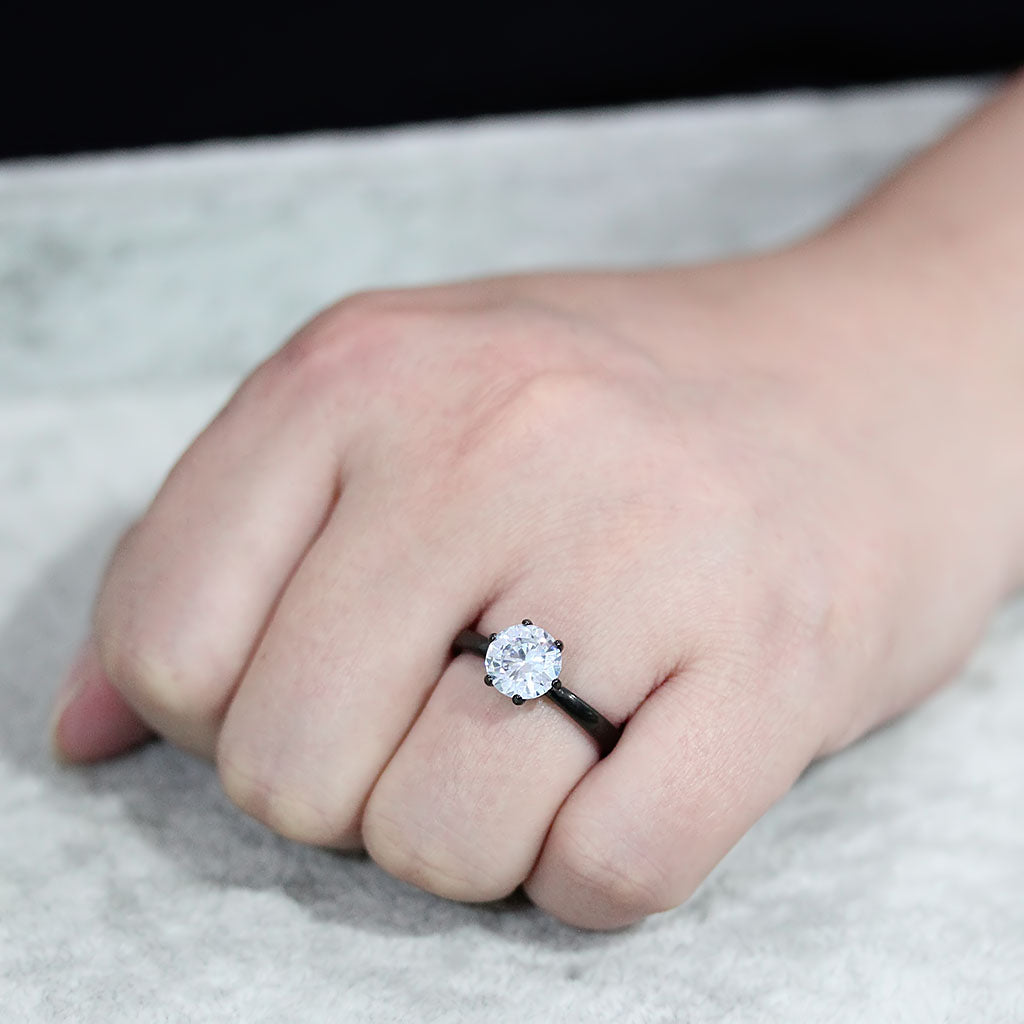 TK3741 IP Black Stainless Steel Ring with AAA Grade CZ in Clear-4