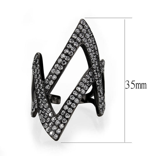 TK3748 IP Black  Stainless Steel Ring with AAA Grade CZ in Clear-1