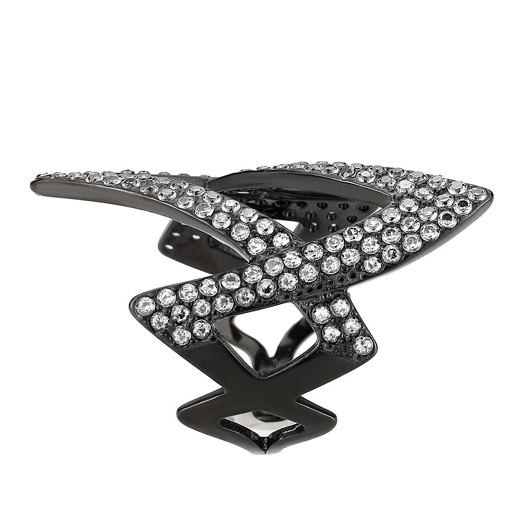 TK3748 IP Black  Stainless Steel Ring with AAA Grade CZ in Clear-3