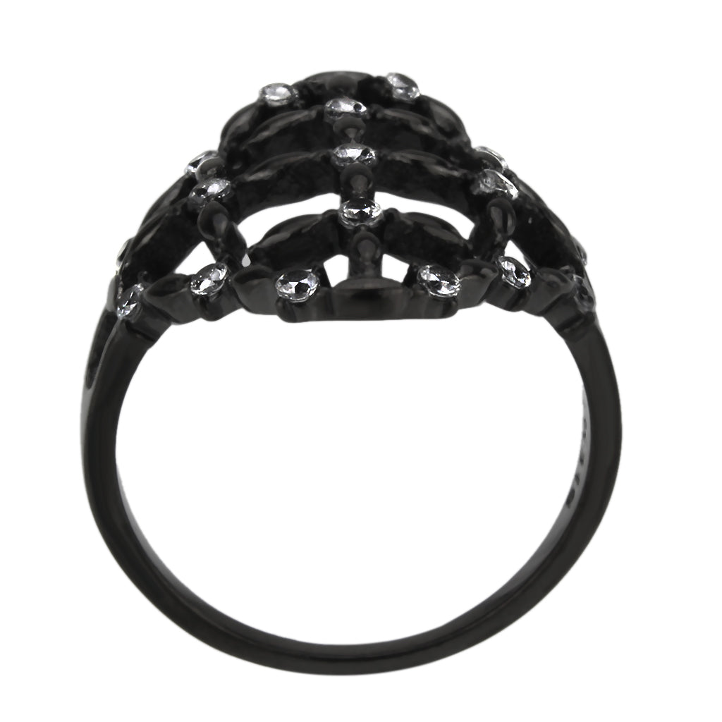 TK3749 IP Black Stainless Steel Ring with AAA Grade CZ in Clear-3