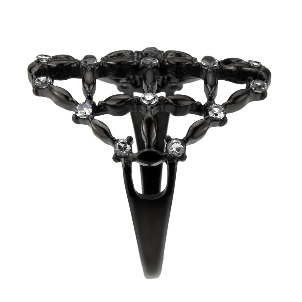 TK3749 IP Black Stainless Steel Ring with AAA Grade CZ in Clear-4