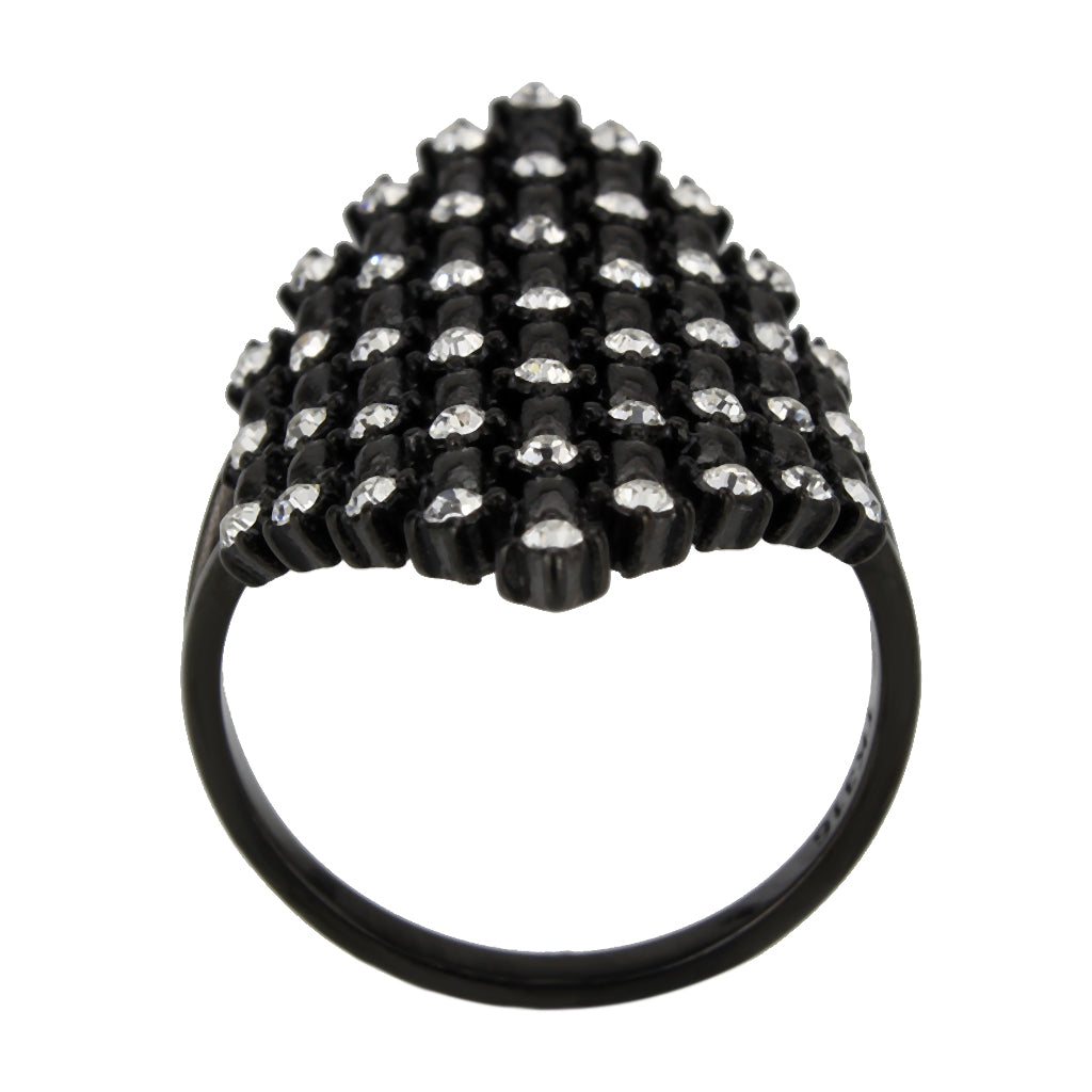 TK3750 IP Black Stainless Steel Ring with Top Grade Crystal in Clear-3
