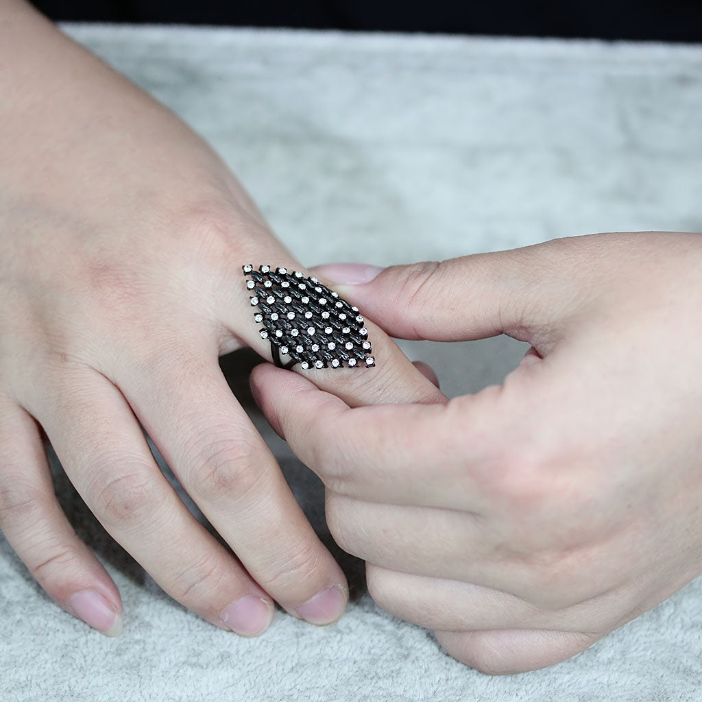 TK3750 IP Black Stainless Steel Ring with Top Grade Crystal in Clear-1