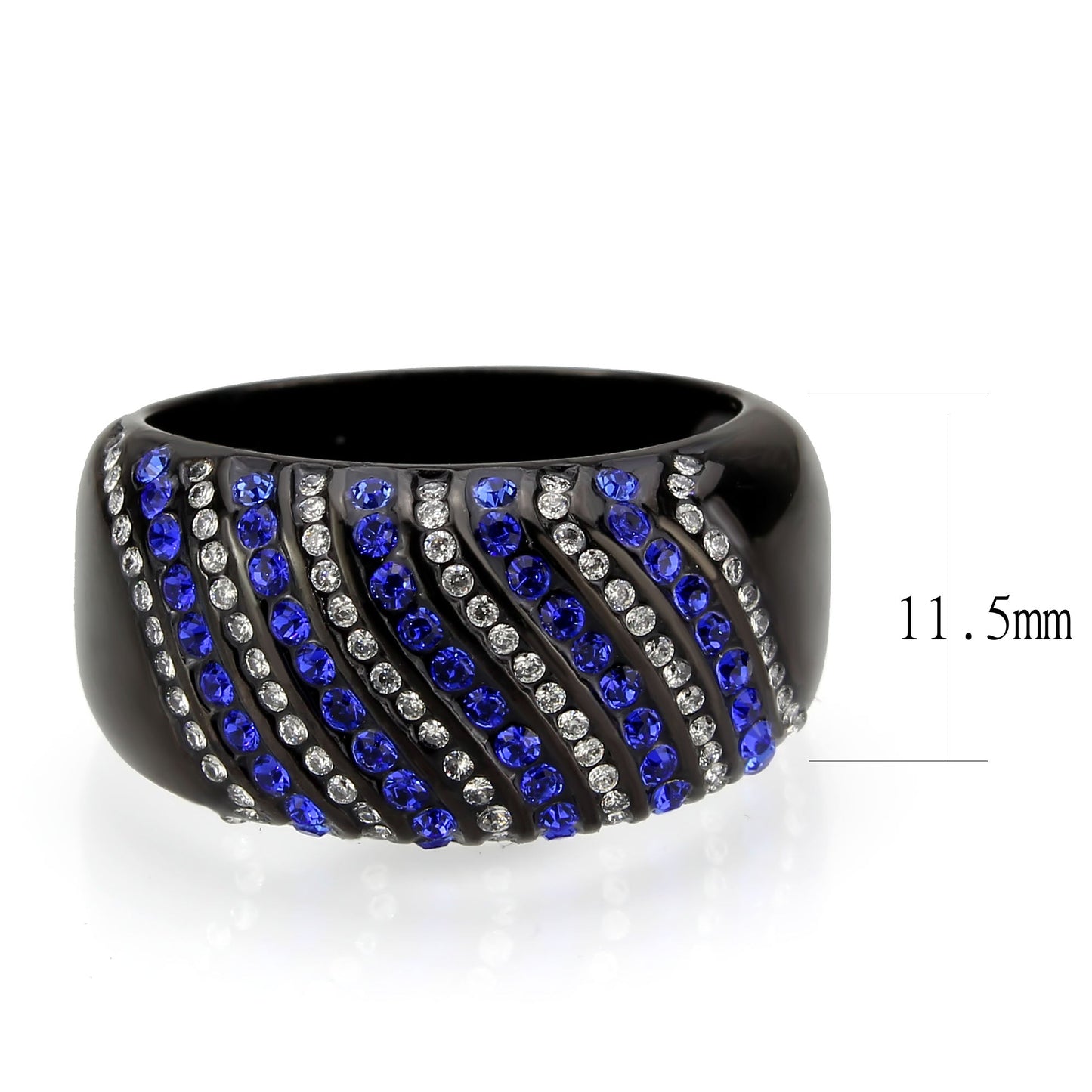 TK3751 IP Black  Stainless Steel Ring with AAA Grade CZ in Blue-1