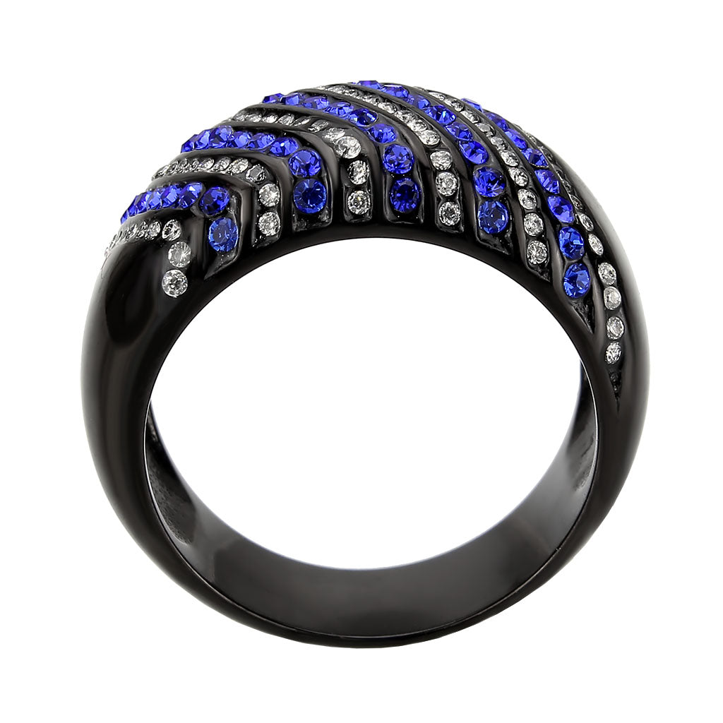 TK3751 IP Black  Stainless Steel Ring with AAA Grade CZ in Blue-2