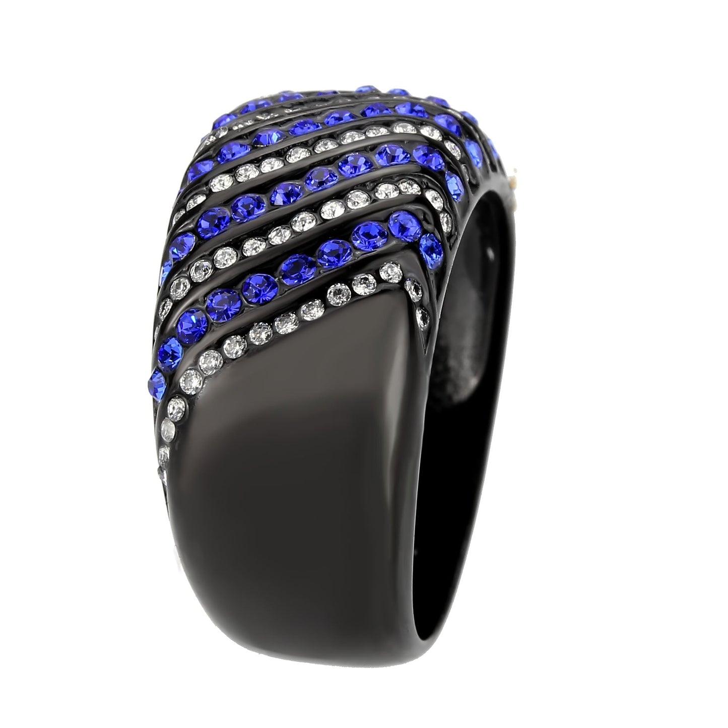 TK3751 IP Black  Stainless Steel Ring with AAA Grade CZ in Blue-3