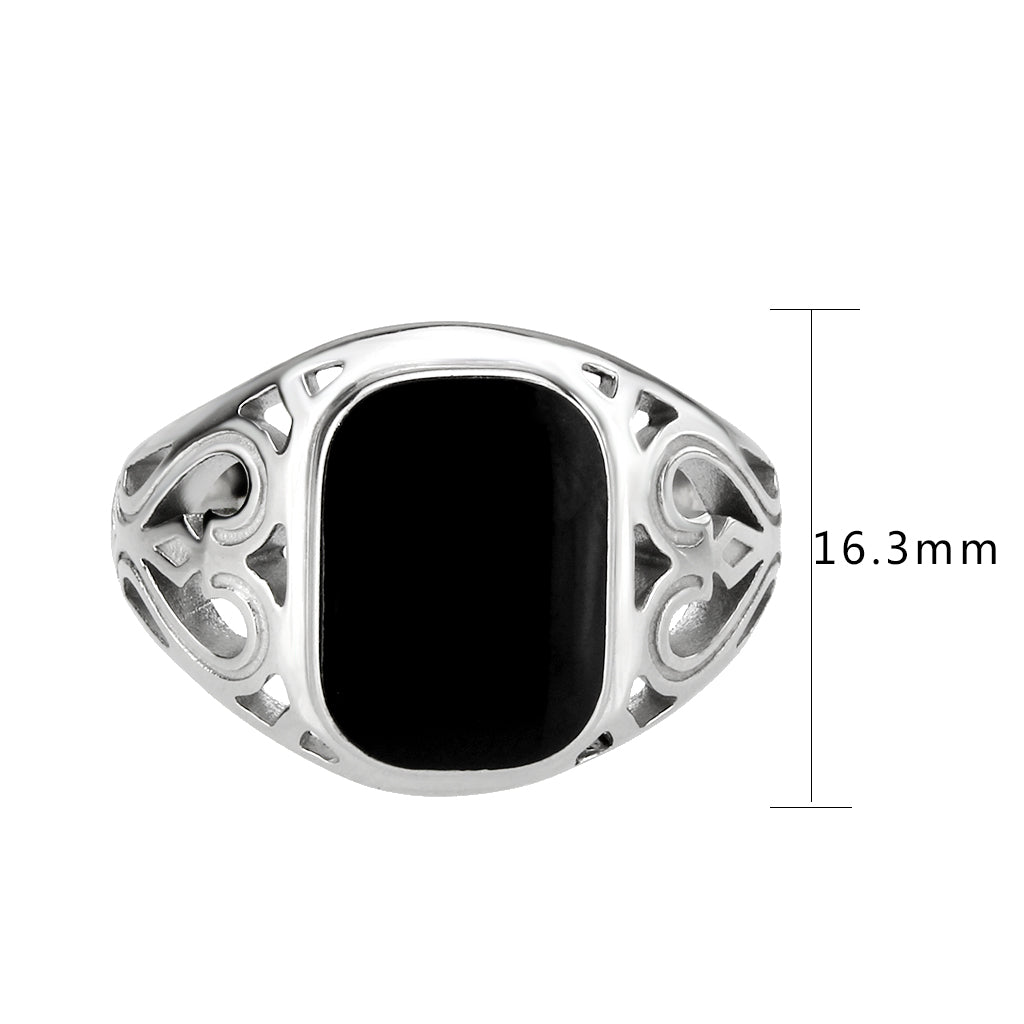 TK3753 High polished Stainless Steel Ring with Epoxy in Jet-2