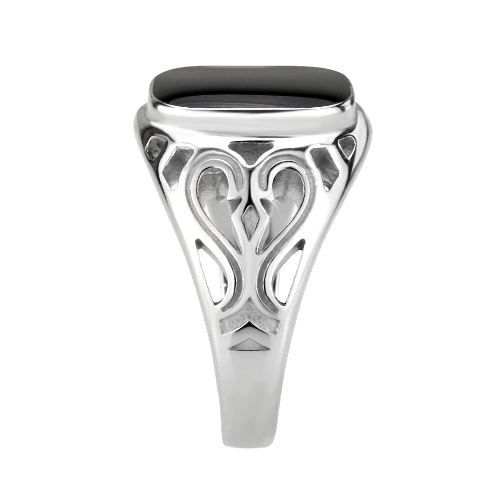 TK3753 High polished Stainless Steel Ring with Epoxy in Jet-4