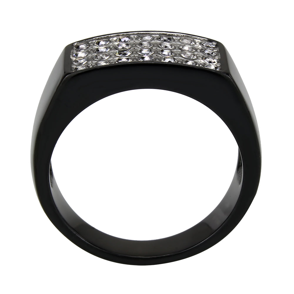 TK3754 IP Black Stainless Steel Ring with AAA Grade CZ in Clear-3