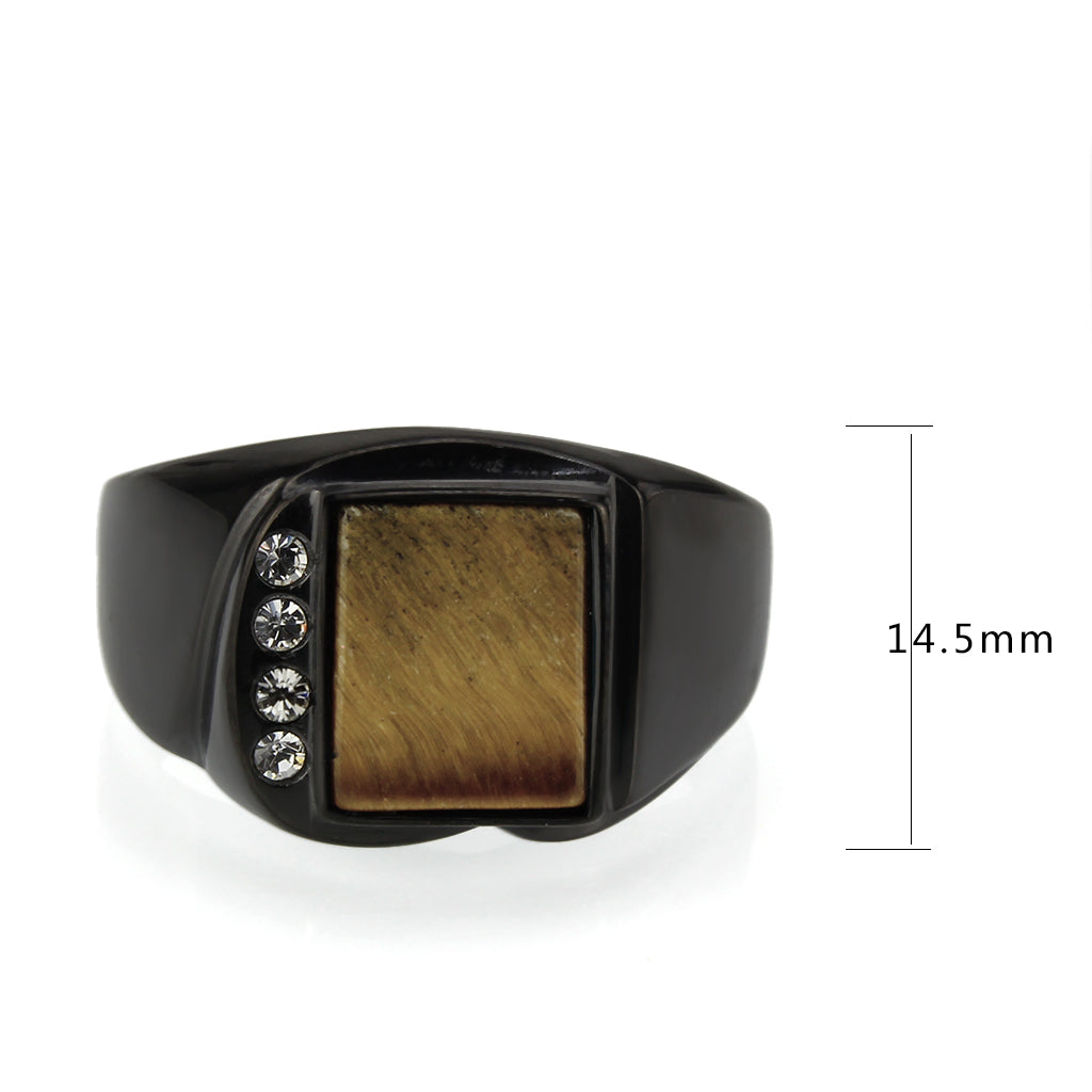 TK3756 IP Black Stainless Steel Ring with Synthetic in Topaz-2