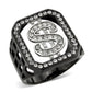 TK3758 - Two Tone IP Black (Ion Plating) Stainless Steel Ring with Top Grade Crystal in Clear-0