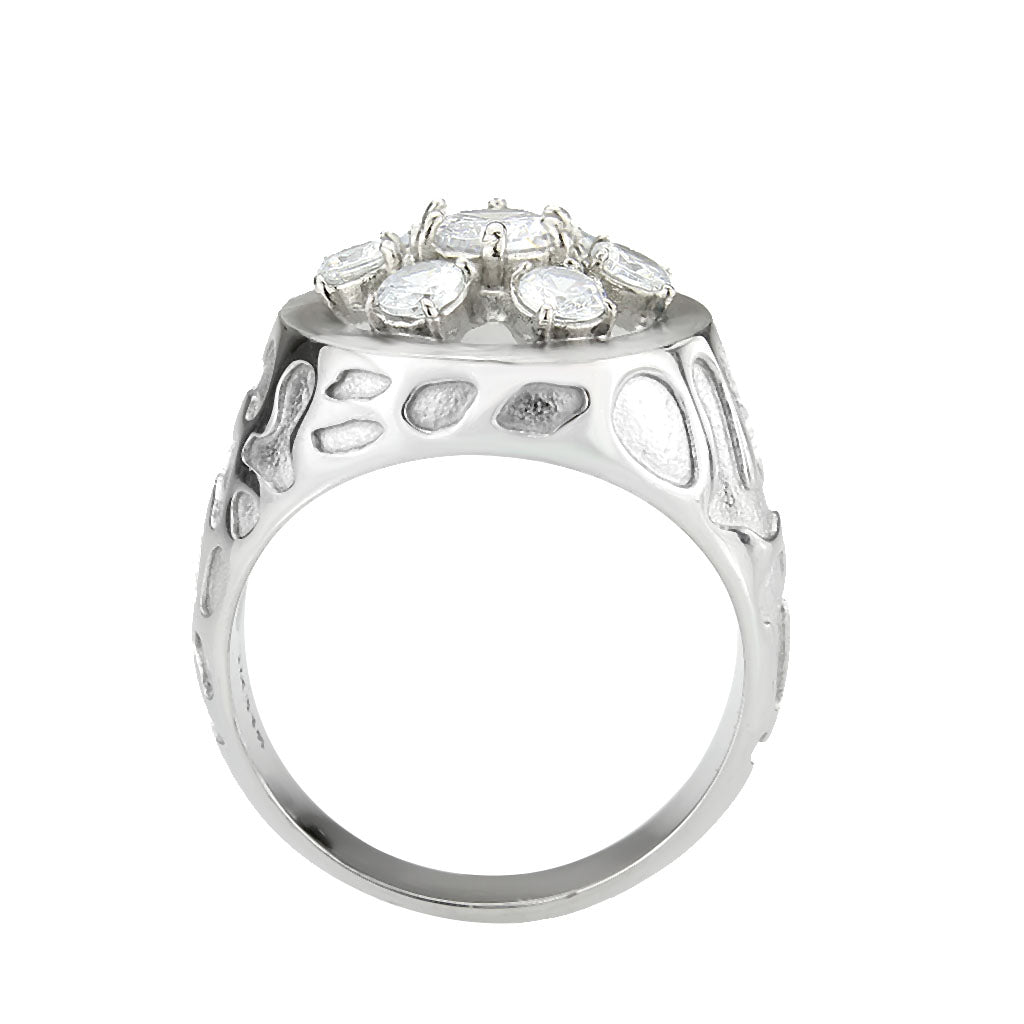 TK3762 - High polished (no plating) Stainless Steel Ring with AAA Grade CZ in Clear-2