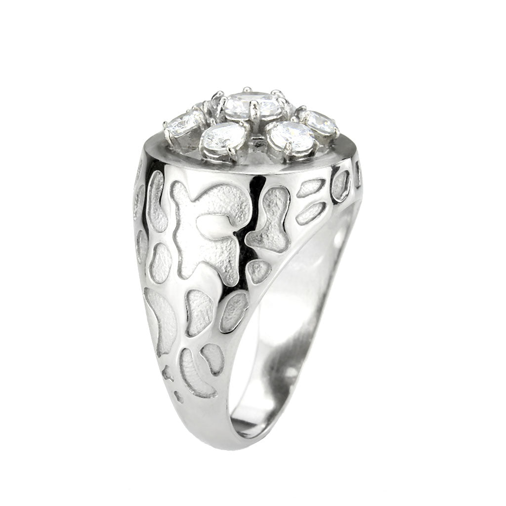 TK3762 - High polished (no plating) Stainless Steel Ring with AAA Grade CZ in Clear-3