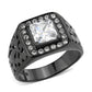 TK3763 - IP Black (Ion Plating) Stainless Steel Ring with AAA Grade CZ in Clear-0