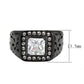TK3763 - IP Black (Ion Plating) Stainless Steel Ring with AAA Grade CZ in Clear-1
