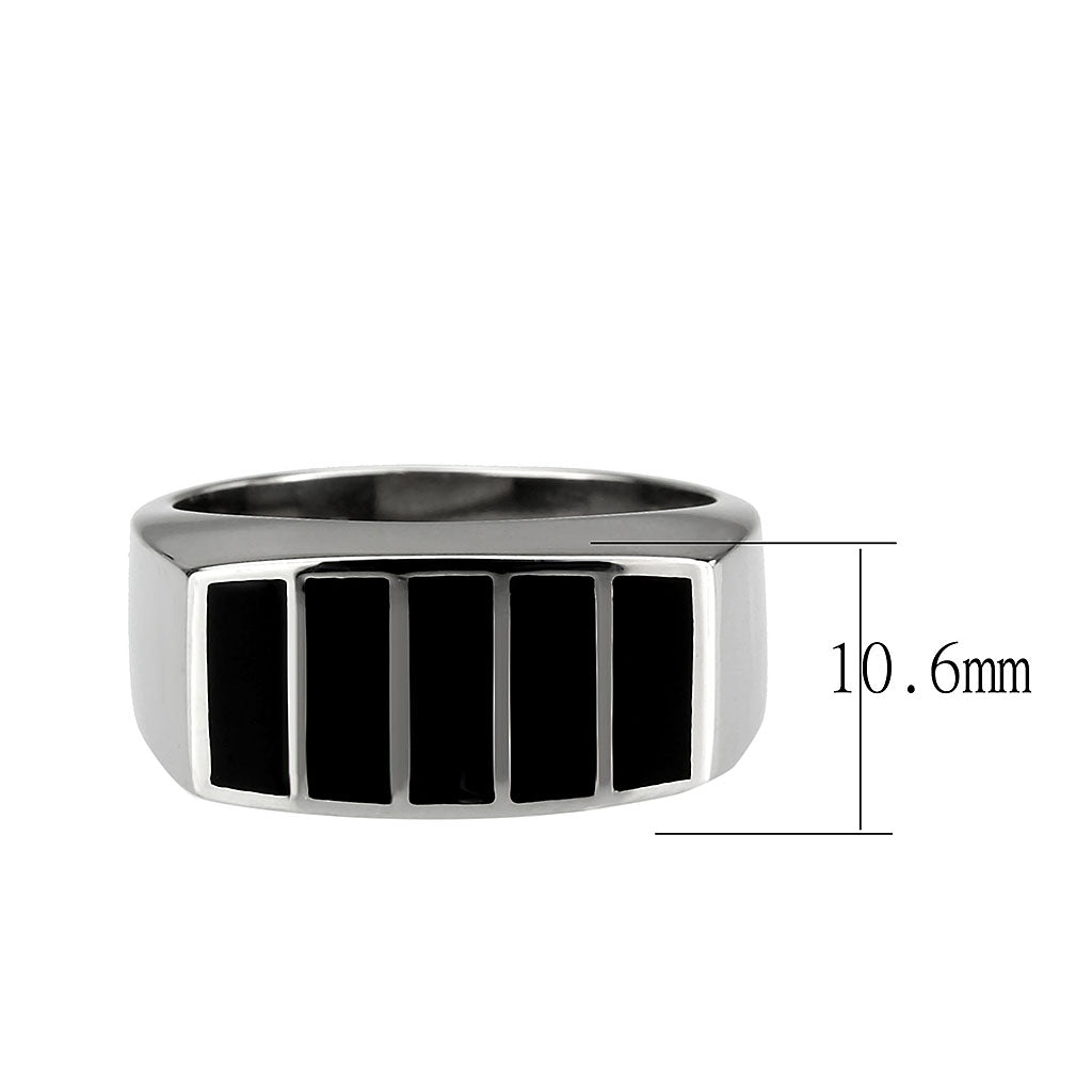 TK3767 - High polished (no plating) Stainless Steel Ring with Epoxy in Jet-1