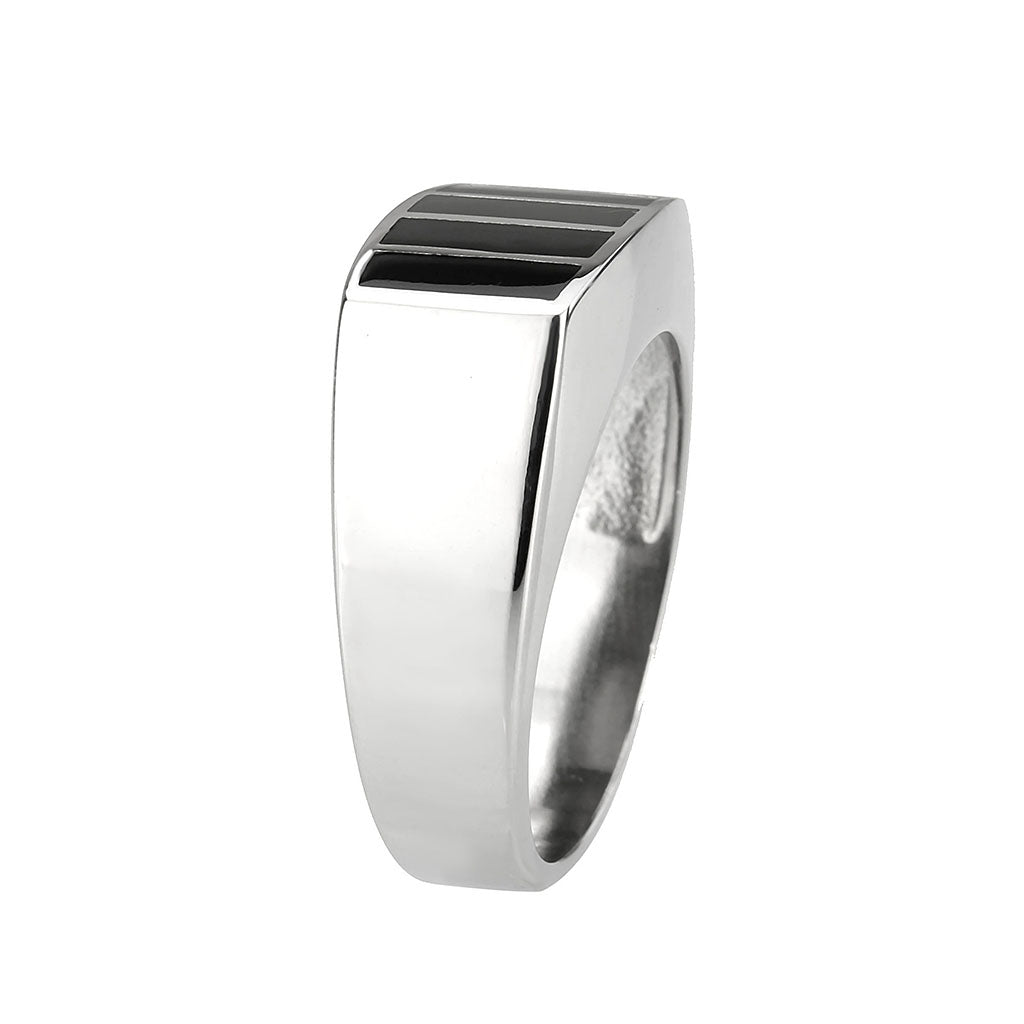 TK3767 - High polished (no plating) Stainless Steel Ring with Epoxy in Jet-3