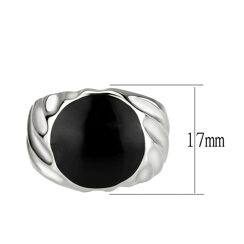 TK3768 - High polished (no plating) Stainless Steel Ring with Epoxy in Jet-1