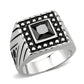 TK3769 - High polished (no plating) Stainless Steel Ring with AAA Grade CZ in Jet-0
