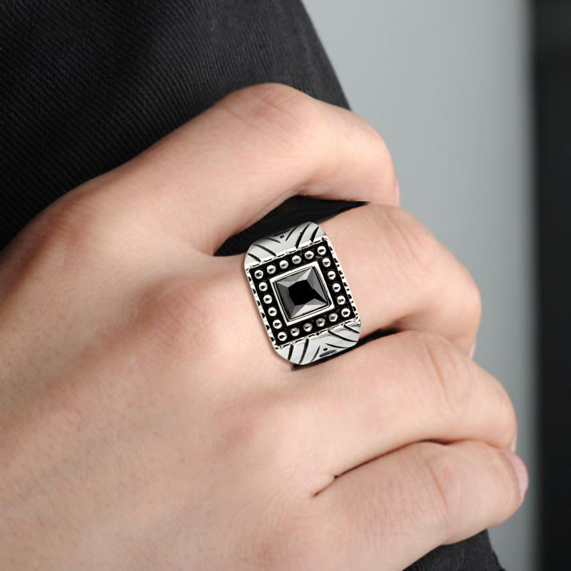 TK3769 - High polished (no plating) Stainless Steel Ring with AAA Grade CZ in Jet-4