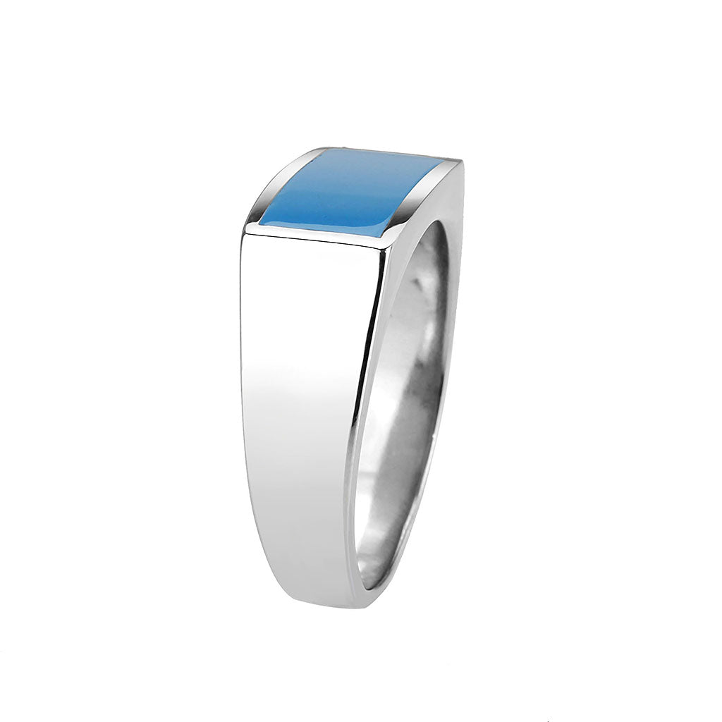 TK3770 - High polished (no plating) Stainless Steel Ring with Epoxy in SeaBlue-3