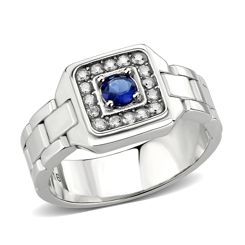 TK3771 - High polished (no plating) Stainless Steel Ring with Synthetic in Montana-0