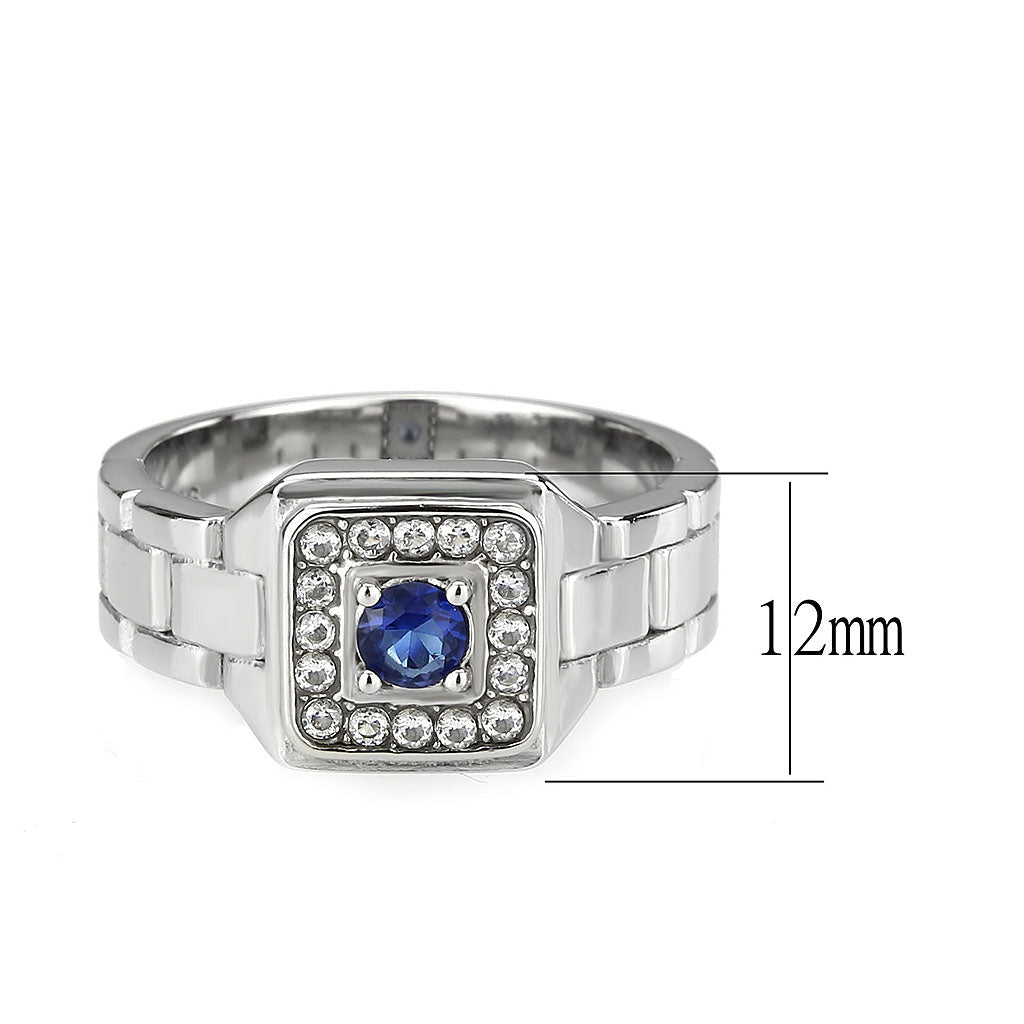 TK3771 - High polished (no plating) Stainless Steel Ring with Synthetic in Montana-1