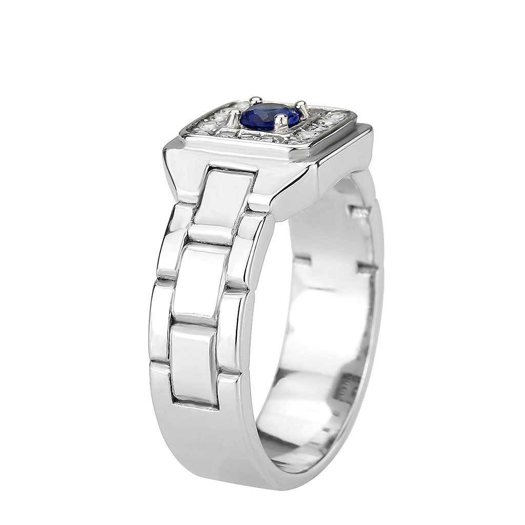 TK3771 - High polished (no plating) Stainless Steel Ring with Synthetic in Montana-3