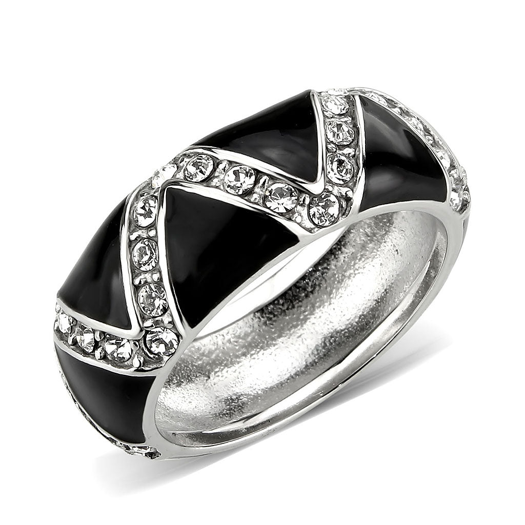 TK3773 - High polished (no plating) Stainless Steel Ring with Top Grade Crystal in Clear-0