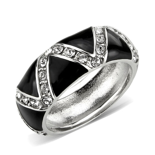 TK3773 - High polished (no plating) Stainless Steel Ring with Top Grade Crystal in Clear-0
