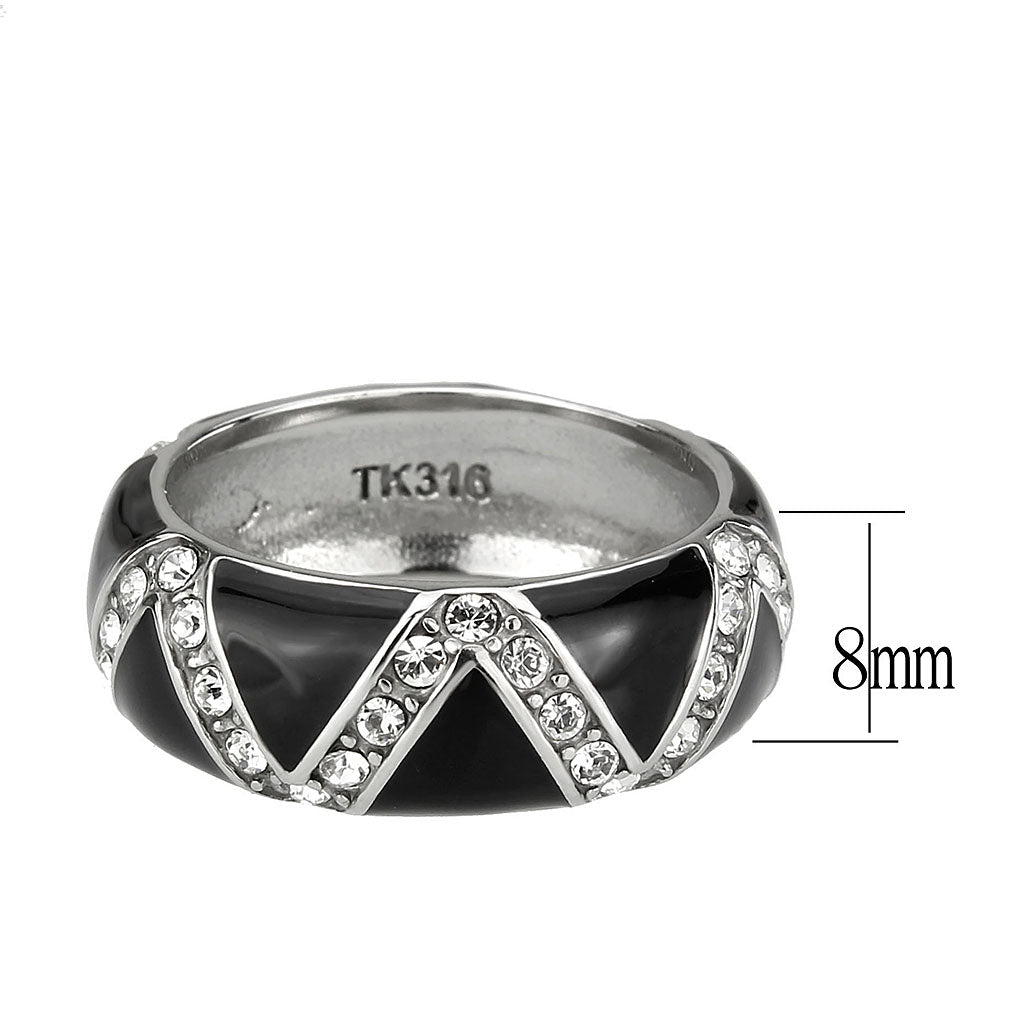 TK3773 - High polished (no plating) Stainless Steel Ring with Top Grade Crystal in Clear-1
