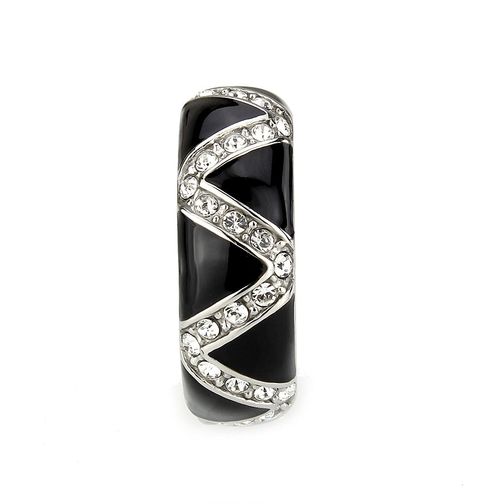 TK3773 - High polished (no plating) Stainless Steel Ring with Top Grade Crystal in Clear-3