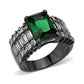 TK3774 - IP Black (Ion Plating) Stainless Steel Ring with Synthetic in Emerald-0