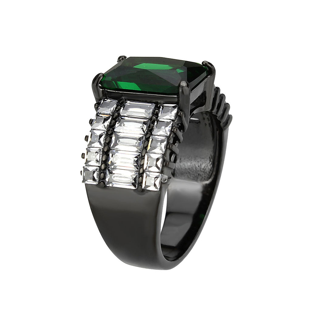 TK3774 - IP Black (Ion Plating) Stainless Steel Ring with Synthetic in Emerald-3