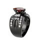 TK3776 - IP Black (Ion Plating) Stainless Steel Ring with AAA Grade CZ in Garnet-3