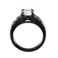 TK3778 - IP Black (Ion Plating) Stainless Steel Ring with AAA Grade CZ in Clear-2