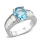 TK3779 - High polished (no plating) Stainless Steel Ring with Synthetic in SeaBlue-0